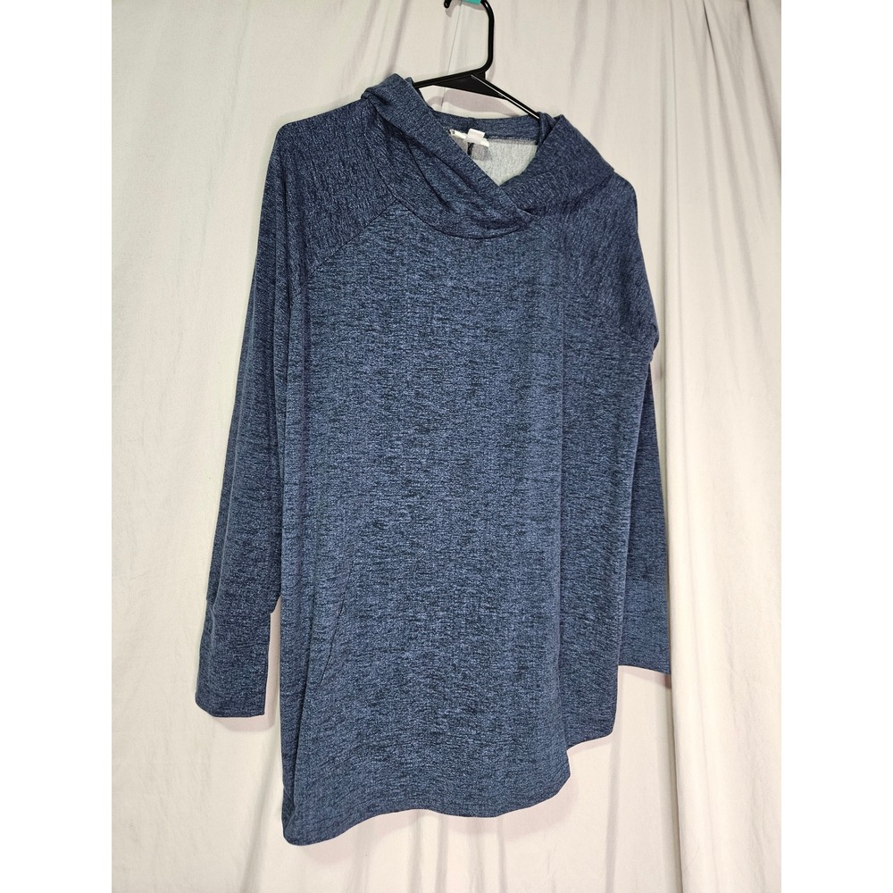 LuLaRoe Blue Heathered Cowl Neck Long Sleeve Tunic Top Size L